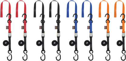 POWERTYE MFG. Soft-Tye Tie-Down Straps with Cam Buckle and S-Hooks, 1 inch x 5.5 feet, Red - Part No. 23621-SR