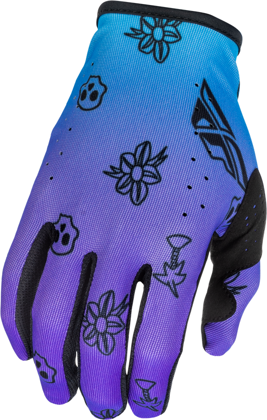 FLY RACING YOUTH LITE OUTLINE GLOVES PURPLE/BLUE/BLACK YS'YS