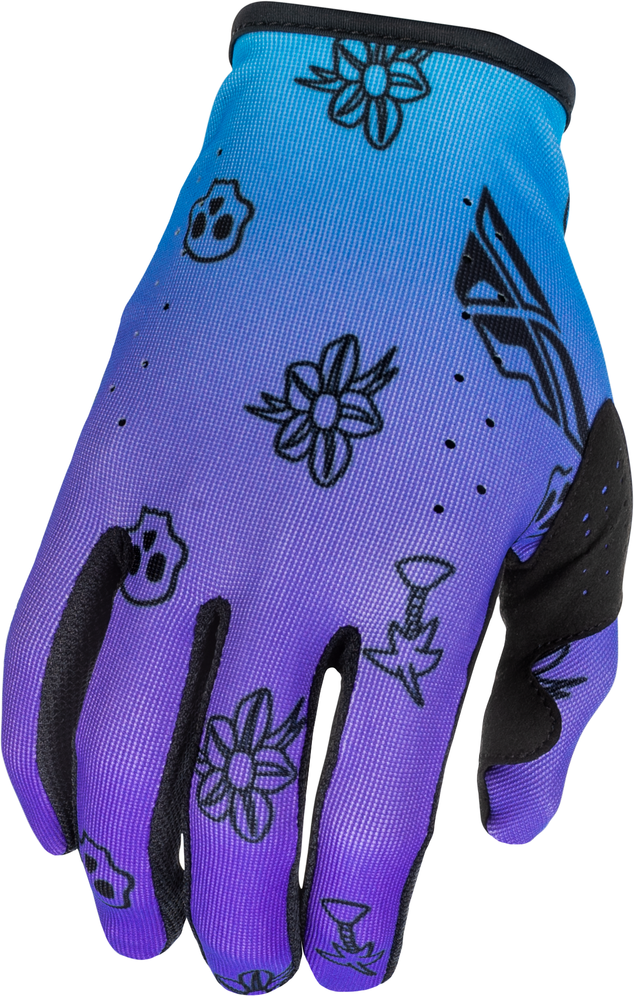 FLY RACING YOUTH LITE OUTLINE GLOVES PURPLE/BLUE/BLACK YM'YM
