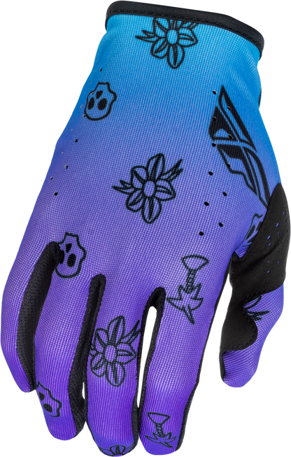 FLY RACING YOUTH LITE OUTLINE GLOVES PURPLE/BLUE/BLACK YM'YM