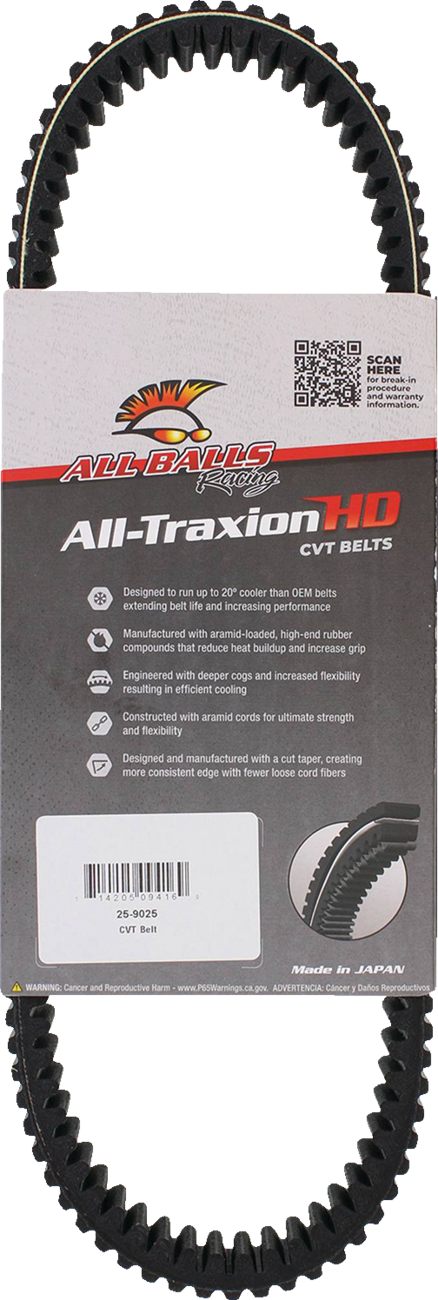 ALL BALLS All Traxion CVT Belt 25-9025 for Ranger 570/1000, Heavy-Duty Performance