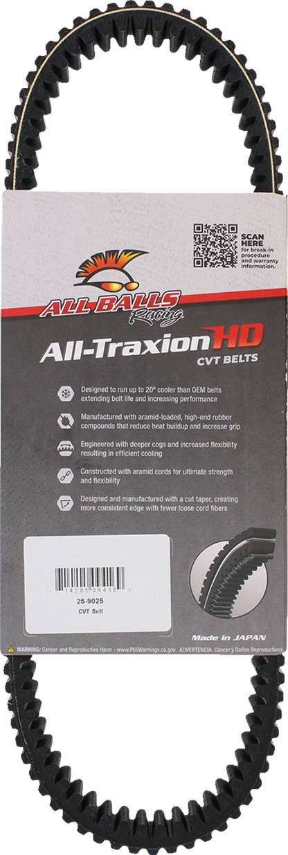 ALL BALLS All Traxion CVT Belt 25-9025 for Ranger 570/1000, Heavy-Duty Performance
