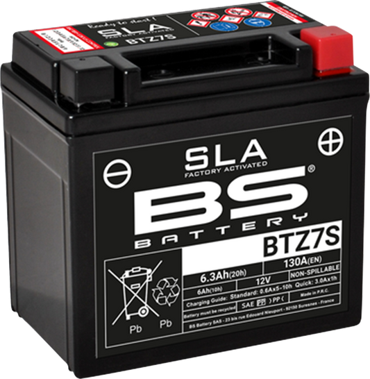 BS BATTERY BTZ7S (YTZ) Absorbed Glass Mat (AGM) Motorcycle Battery - Model 300635-1