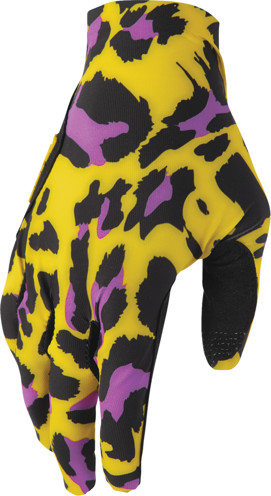 THOR Sportmode Cheetah Gloves – Medium by THOR, Part Number 3330-8575, Yellow and Purple