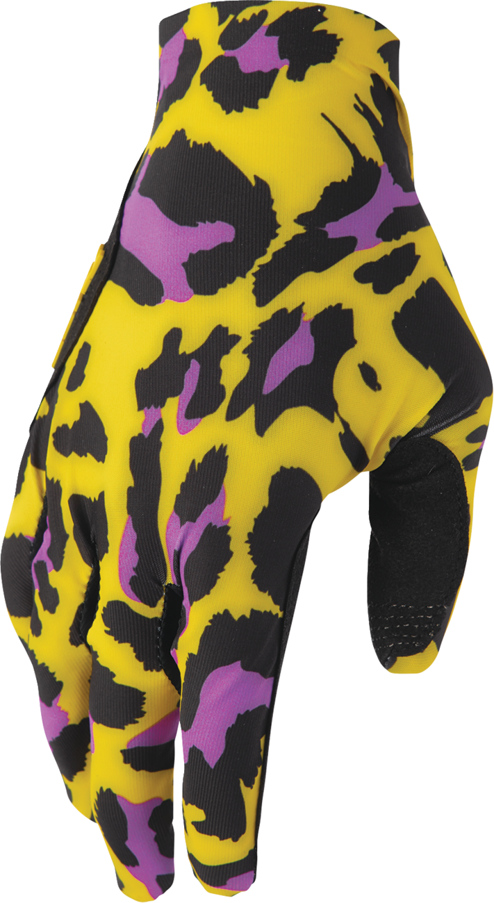 THOR Sportmode Cheetah Gloves Large - Yellow/Purple, Part Number 3330-8576