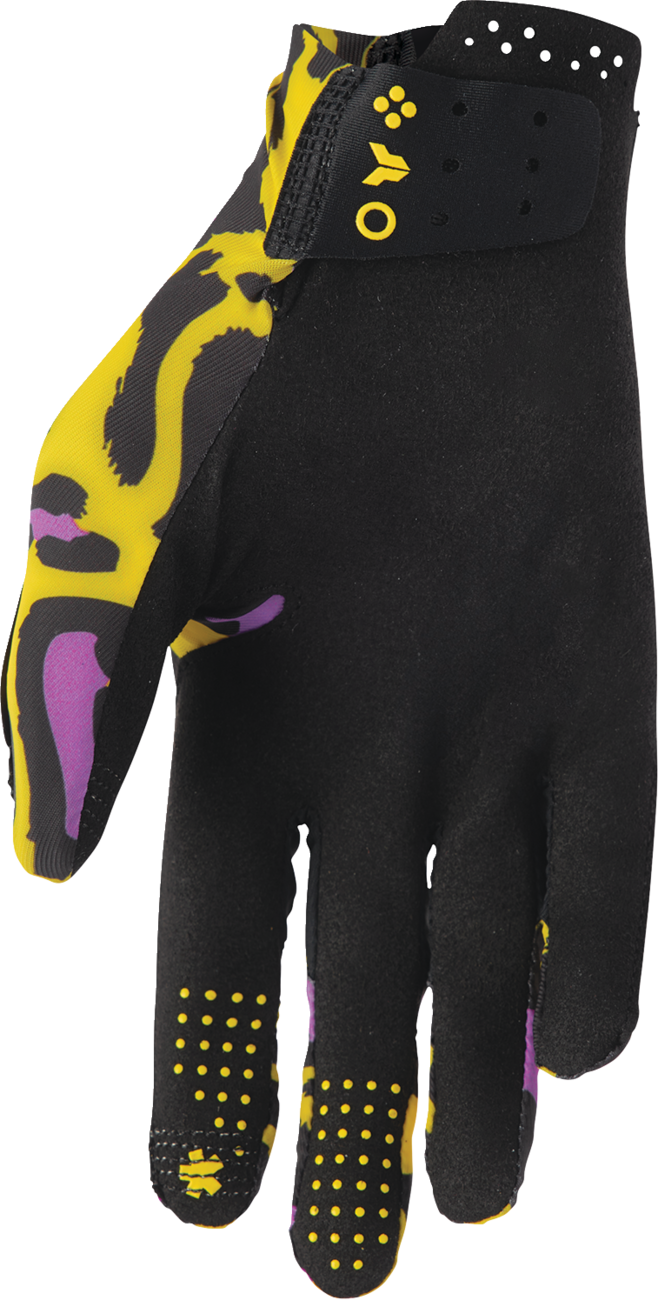 THOR Sportmode Cheetah Gloves 2XL - Yellow and Purple, Part Number 3330-8578