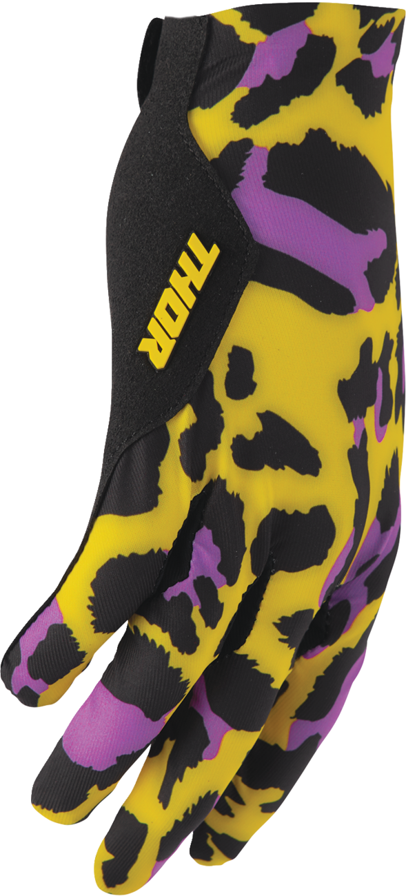 THOR Sportmode Cheetah Gloves 2XL - Yellow and Purple, Part Number 3330-8578