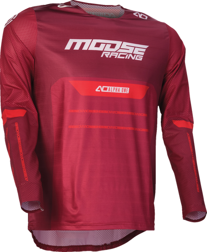 MOOSE OFFROAD Alpha One Jersey - Burgundy/White Large - Breathable Polyester Fabric