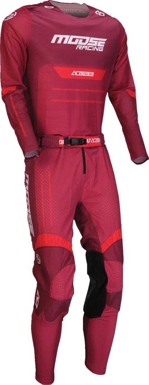 MOOSE OFFROAD Alpha One Jersey - Burgundy/White Large - Breathable Polyester Fabric