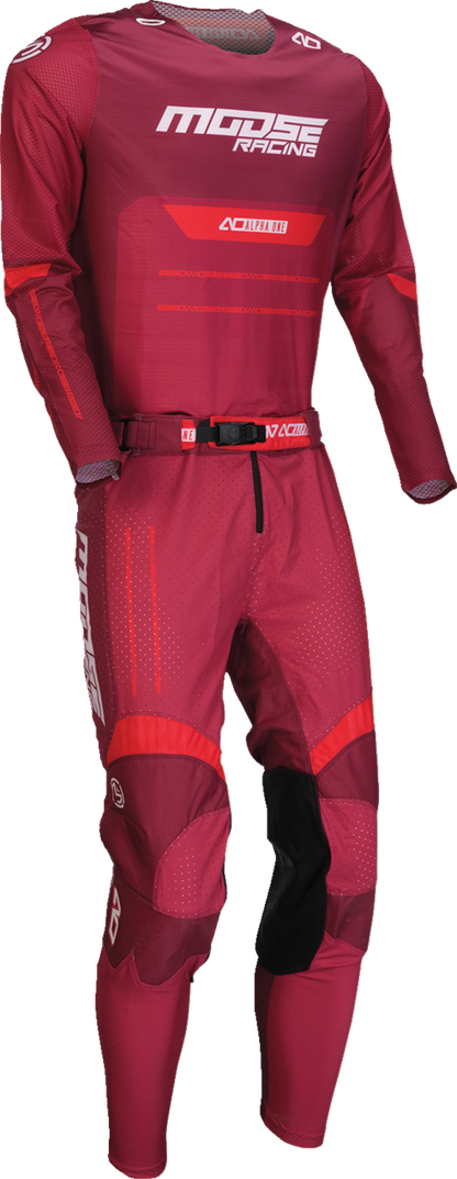 MOOSE OFFROAD Alpha One Jersey - Burgundy/White Large - Breathable Polyester Fabric