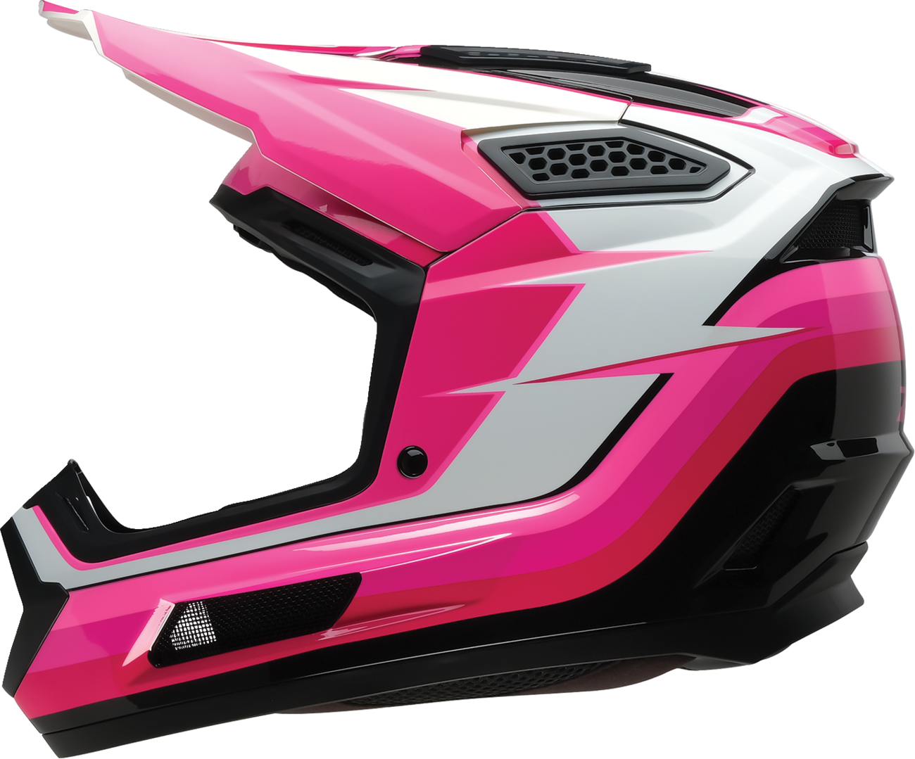 Z1R Dirt Maxx Helmet Vortex Pink/White XL (Part No. 0110-9344) - Lightweight Motorcycle Helmet with Enhanced Ventilation