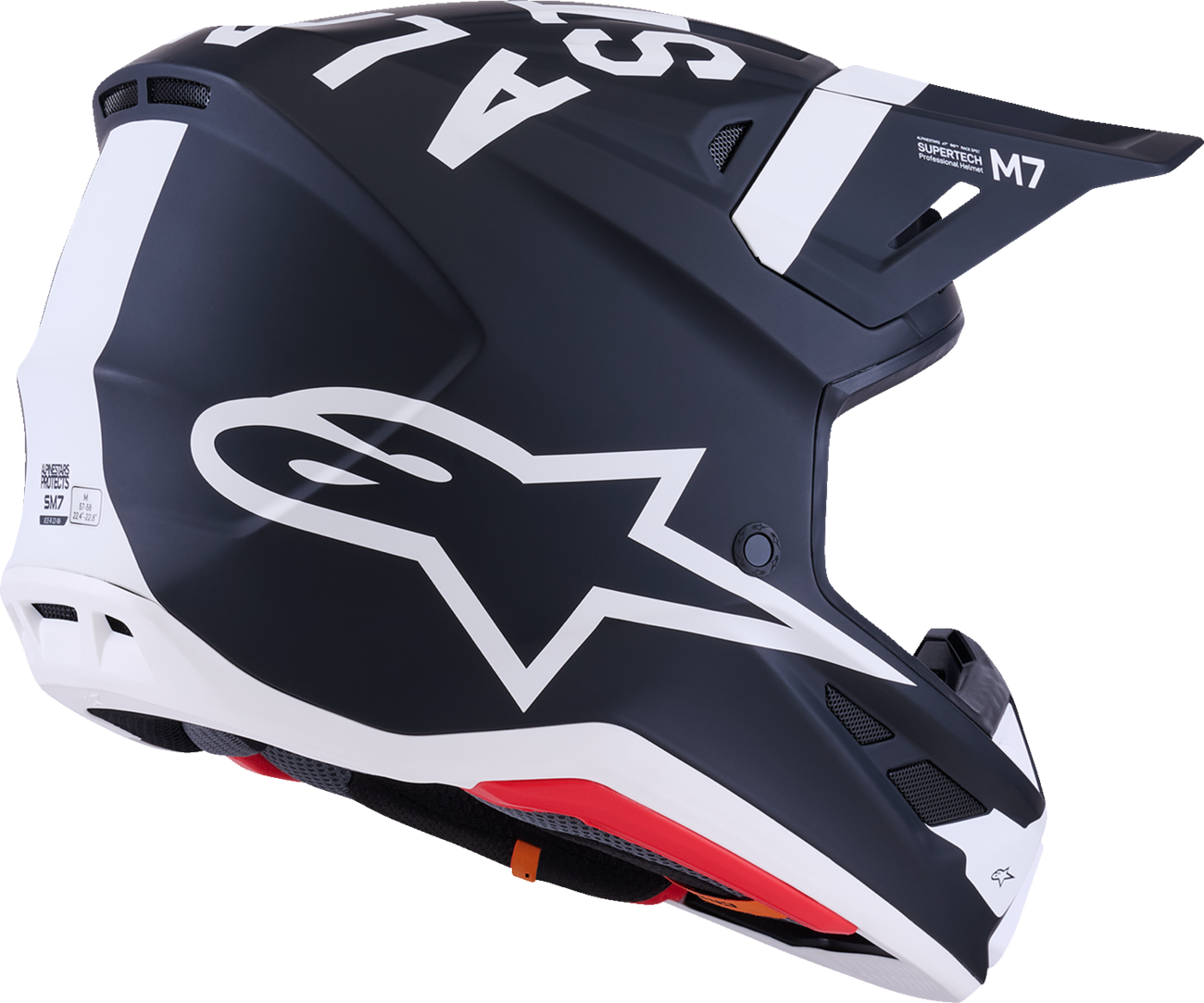 Alpinestars SM7 Helmet - Dasher Matte Black/White Medium (Part #8302226-1121-M)