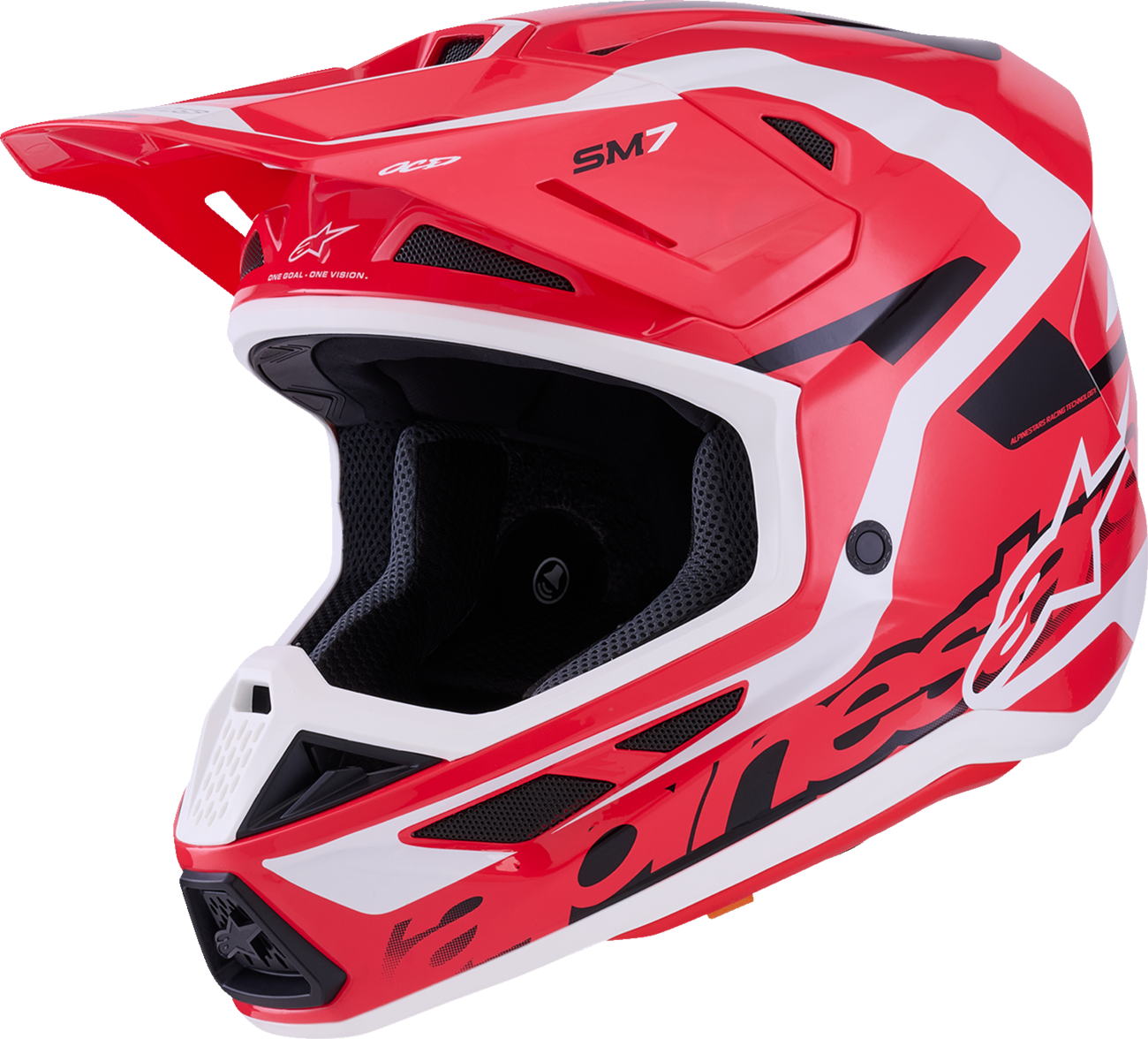 Alpinestars SM7 Helmet - Deed Gloss Red/Black/White 2XL – Lightweight Off-Road Racing Helmet with Superior Ventilation and Impact Protection