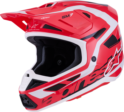 Alpinestars SM7 Helmet - Deed Gloss Red/Black/White 2XL – Lightweight Off-Road Racing Helmet with Superior Ventilation and Impact Protection