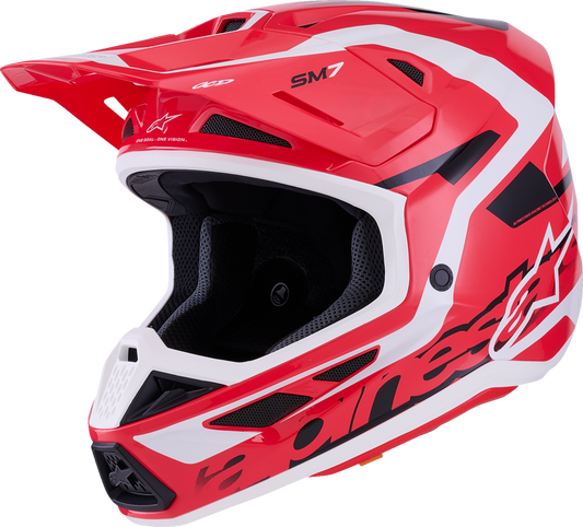 Alpinestars SM7 Helmet - Deed Gloss Red/Black/White 2XL – Lightweight Off-Road Racing Helmet with Superior Ventilation and Impact Protection