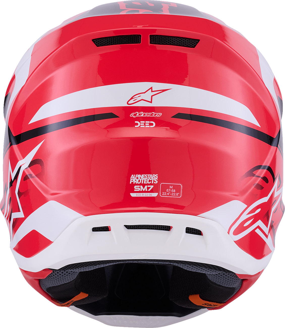 Alpinestars SM7 Helmet - Deed Gloss Red/Black/White 2XL – Lightweight Off-Road Racing Helmet with Superior Ventilation and Impact Protection