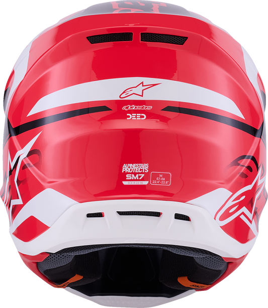 Alpinestars SM7 Helmet - Deed Gloss Red/Black/White 2XL – Lightweight Off-Road Racing Helmet with Superior Ventilation and Impact Protection