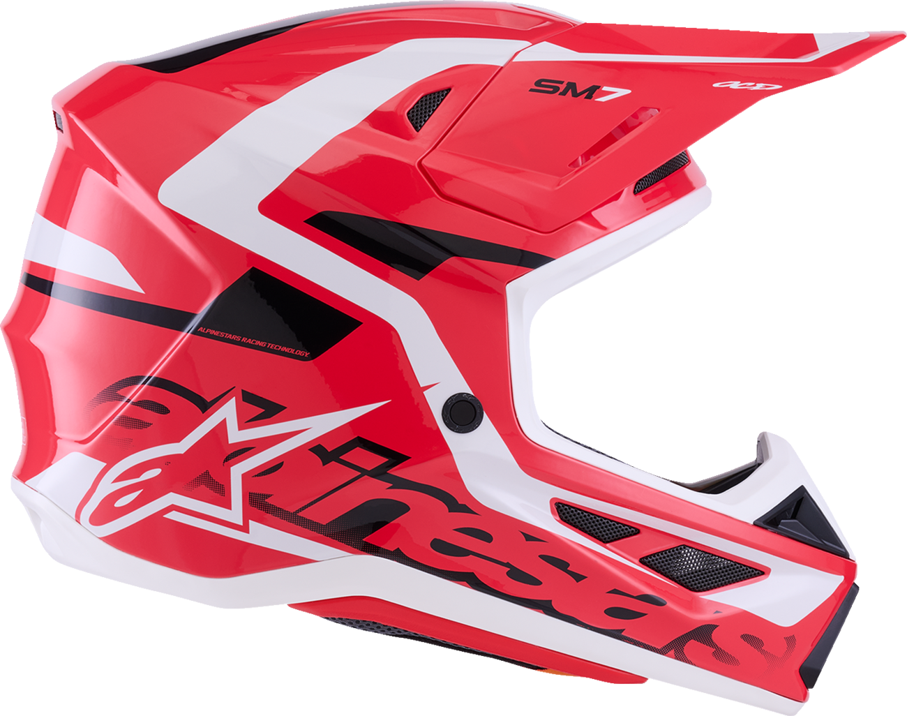 Alpinestars SM7 Helmet - Deed Gloss Red/Black/White 2XL – Lightweight Off-Road Racing Helmet with Superior Ventilation and Impact Protection