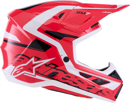 Alpinestars SM7 Helmet - Deed Gloss Red/Black/White 2XL – Lightweight Off-Road Racing Helmet with Superior Ventilation and Impact Protection