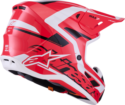 Alpinestars SM7 Helmet - Deed Gloss Red/Black/White 2XL – Lightweight Off-Road Racing Helmet with Superior Ventilation and Impact Protection