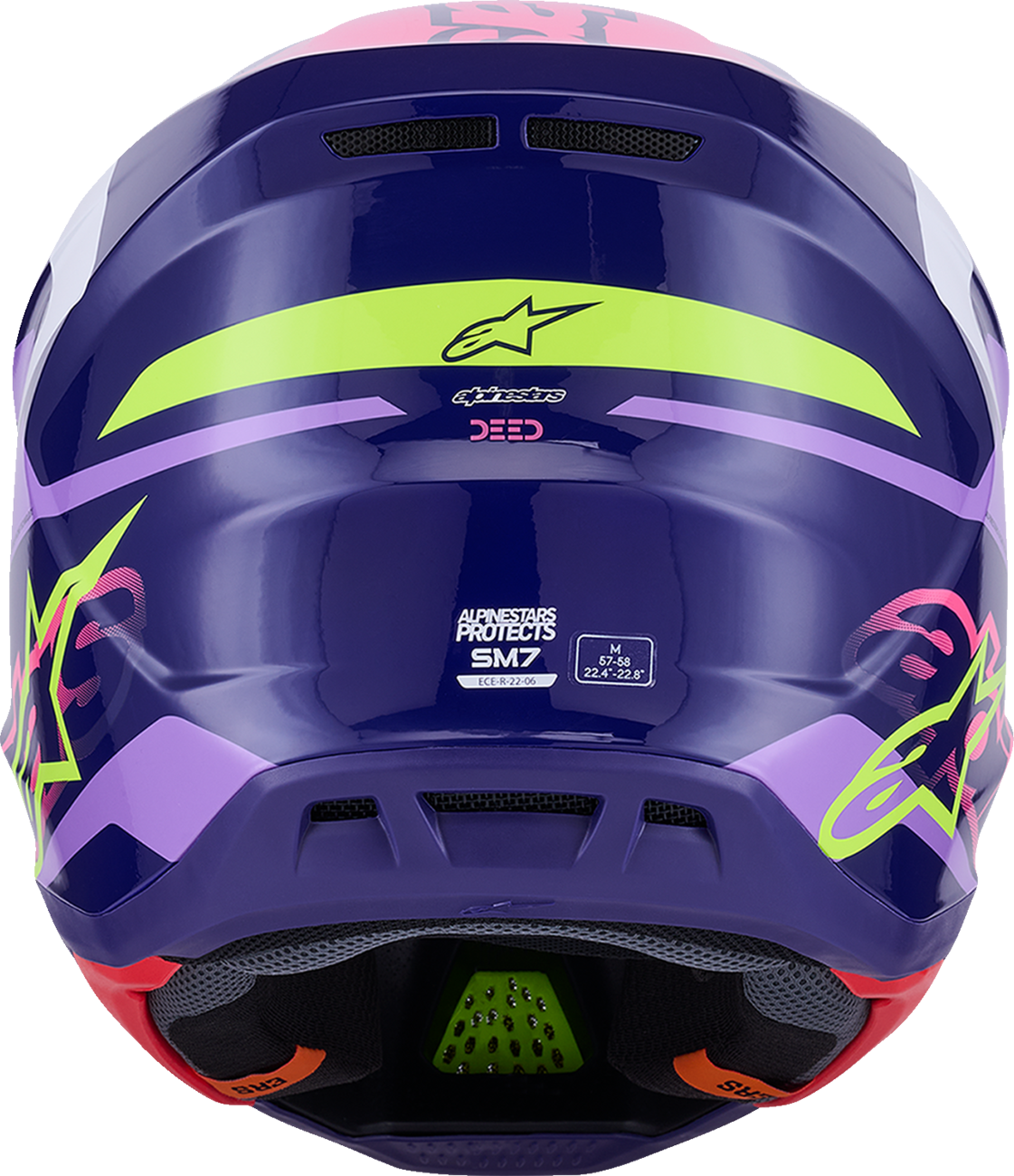Alpinestars SM7 Helmet - Deed Gloss Purple/Pink Medium - Lightweight Off-Road Racing Helmet with Superior Ventilation and Impact Protection
