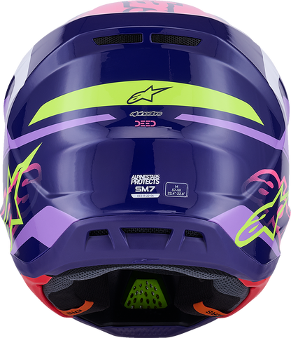 Alpinestars SM7 Helmet - Deed Gloss Purple/Pink Medium - Lightweight Off-Road Racing Helmet with Superior Ventilation and Impact Protection