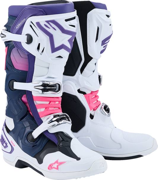 ALPINESTARS Tech 10 Boots - White/Violet/Navy/Pink Fluorescent - US 7 / EU 40.5 2010020-2780-7