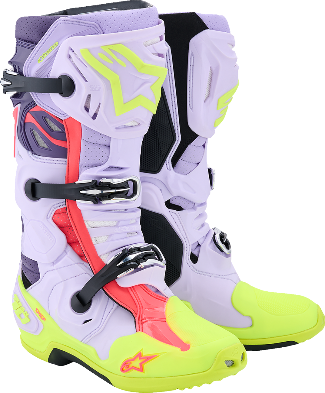Alpinestars Tech 10 Supervented Boots - Purple/Fluorescent Yellow/Diva Pink, US 13 / EU 48