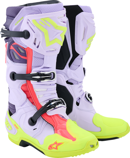 Alpinestars Tech 10 Supervented Boots - Purple/Fluorescent Yellow/Diva Pink, US 13 / EU 48