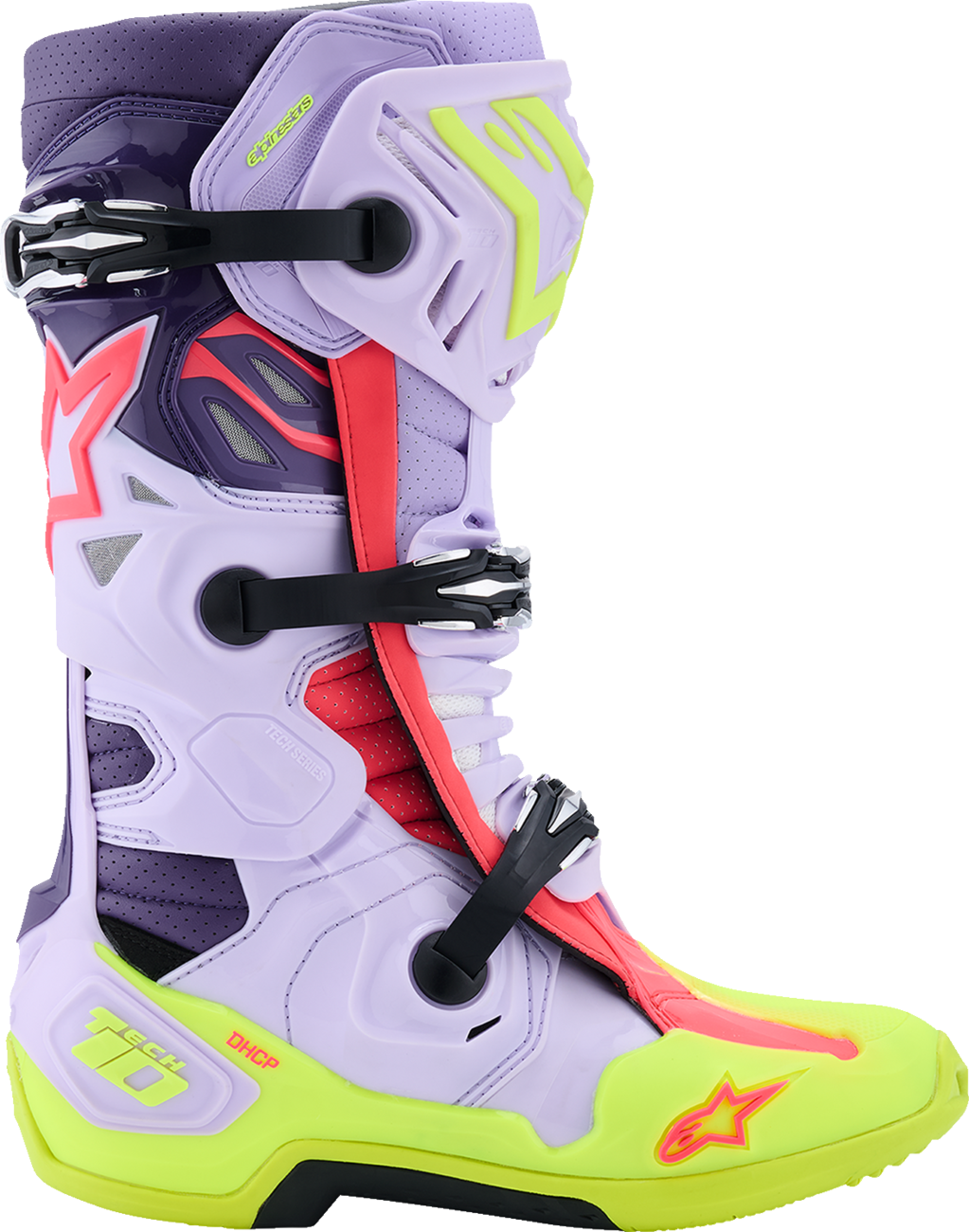 Alpinestars Tech 10 Supervented Boots - Purple/Fluorescent Yellow/Diva Pink, US 13 / EU 48