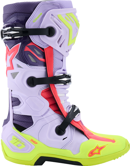 Alpinestars Tech 10 Supervented Boots - Purple/Fluorescent Yellow/Diva Pink, US 13 / EU 48