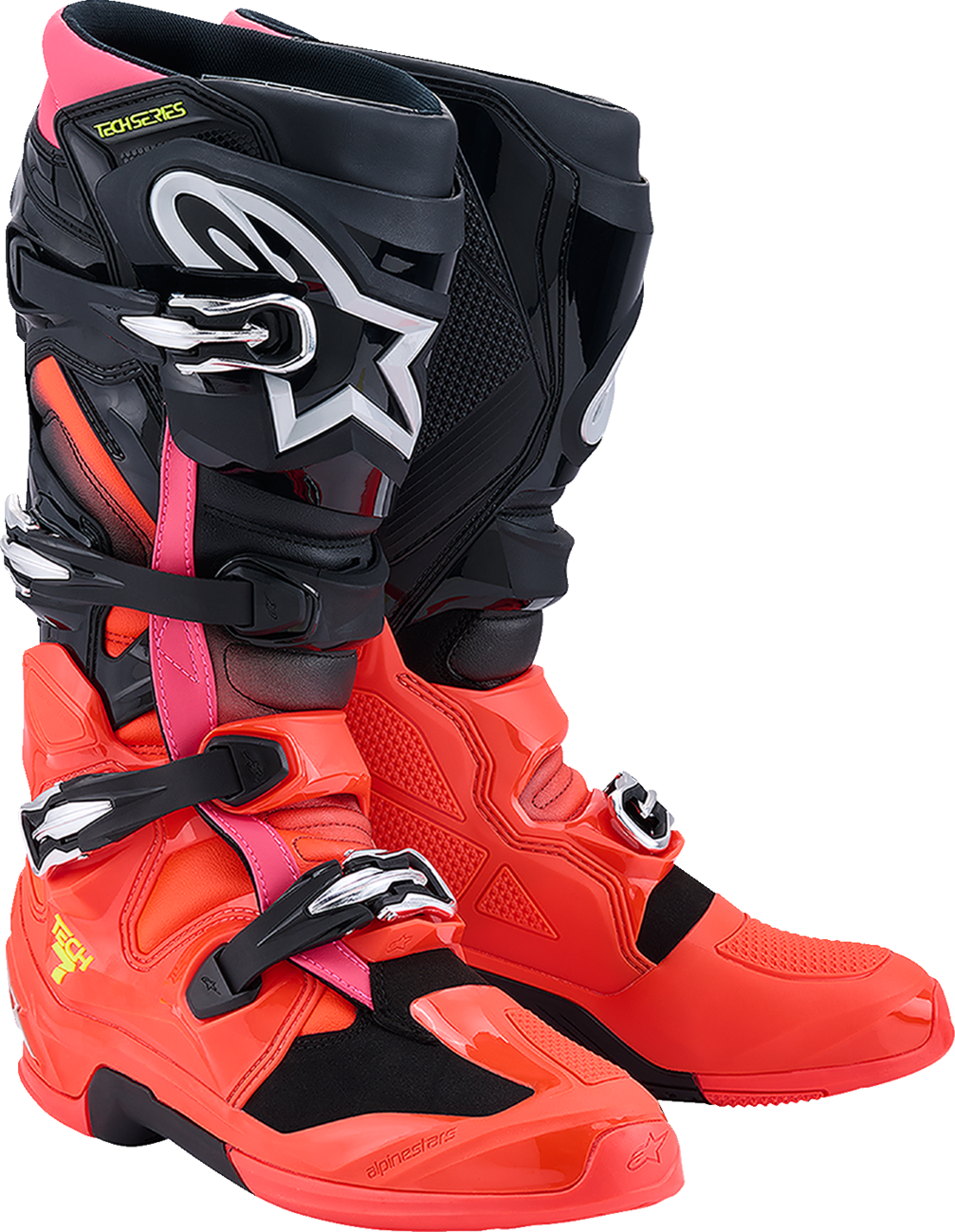 Alpinestars Tech 7 Off-Road Boots - Black, Fluorescent Red & Pink, US 10 / EU 44.5
