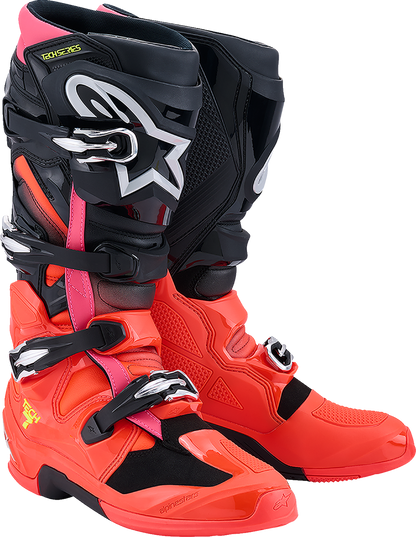 Alpinestars Tech 7 Off-Road Motorcycle Boots – US 14 / EU 49.5, Black, Fluorescent Red & Pink - Part Number 2012025-1576-14