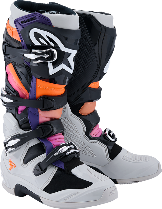 Alpinestars Tech 7 Off-Road Motorcycle Boots - Black, Light Gray, Fluorescent Orange, Magenta, US 12 / EU 47