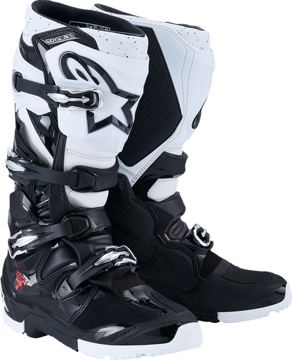 Alpinestars Tech 7 Enduro Boots - Black/White US Size 7 | Durable, Flexible & Impact-Resistant Off-Road Motorcycle Gear