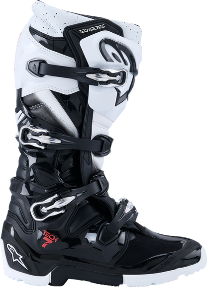 Alpinestars Tech 7 Enduro Boots - Black/White US Size 7 | Durable, Flexible & Impact-Resistant Off-Road Motorcycle Gear