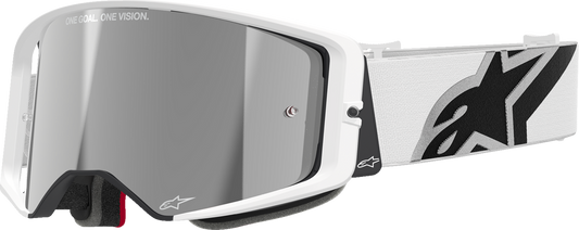 Alpinestars GOGGLES Supertech Goggle – White Frame with Silver Mirror Lens, Part 5100325-2055