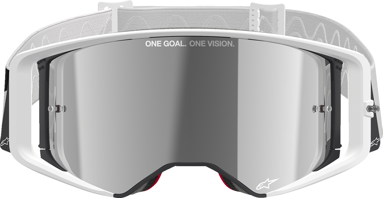 Alpinestars GOGGLES Supertech Goggle – White Frame with Silver Mirror Lens, Part 5100325-2055
