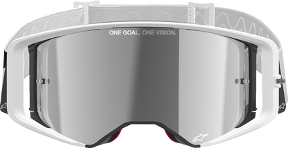 Alpinestars GOGGLES Supertech Goggle – White Frame with Silver Mirror Lens, Part 5100325-2055