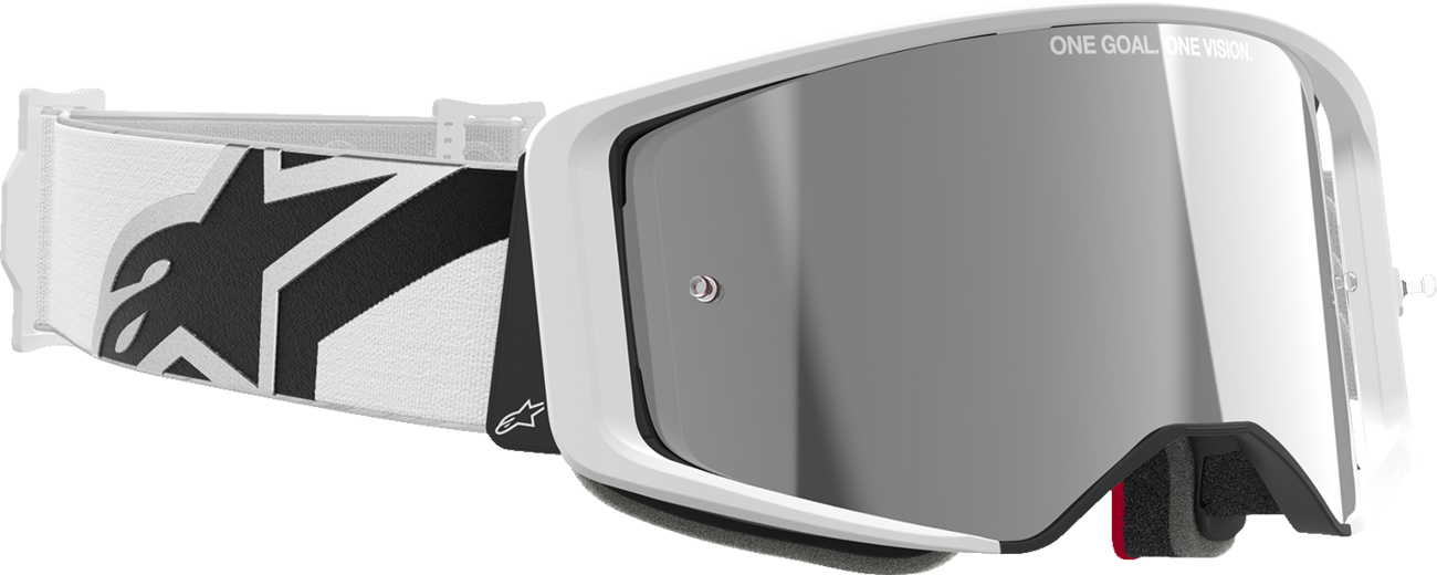 Alpinestars GOGGLES Supertech Goggle – White Frame with Silver Mirror Lens, Part 5100325-2055