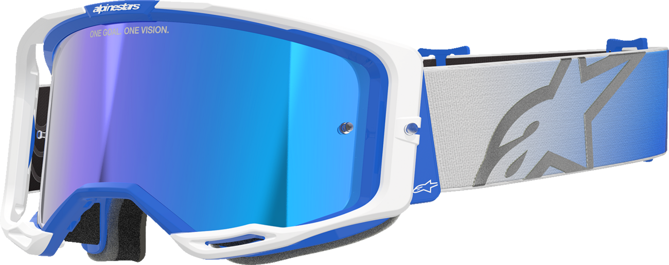 Alpinestars GOGGLES Vision 8 Goggle – Blue/White Frame with Blue Mirror Lens, Part 5101625-7274