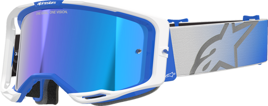 Alpinestars GOGGLES Vision 8 Goggle – Blue/White Frame with Blue Mirror Lens, Part 5101625-7274