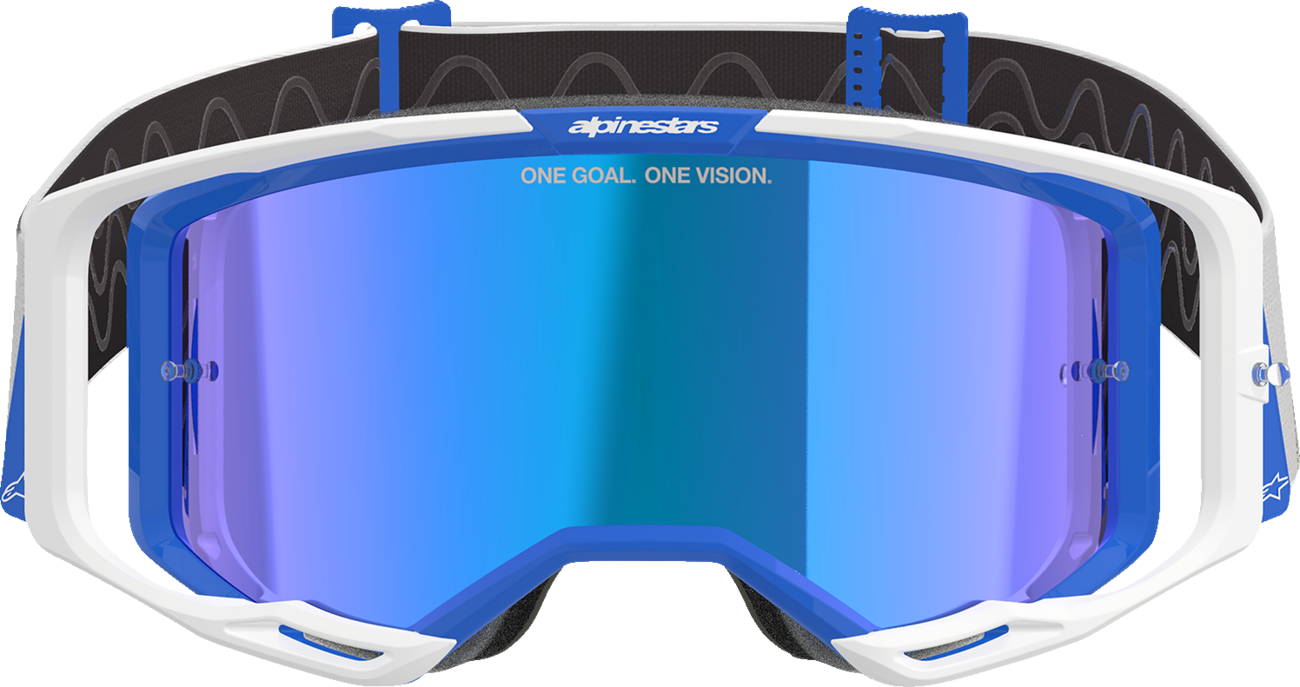 Alpinestars GOGGLES Vision 8 Goggle – Blue/White Frame with Blue Mirror Lens, Part 5101625-7274
