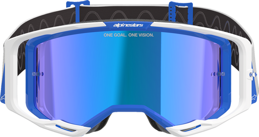 Alpinestars GOGGLES Vision 8 Goggle – Blue/White Frame with Blue Mirror Lens, Part 5101625-7274