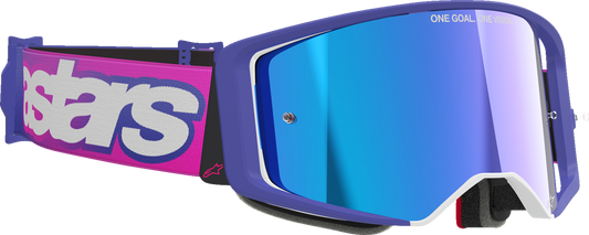 Alpinestars Goggles Supertech Vision Vista Purple Fluo / Pink with Blue Mirror Lens - Part 5100226-3152