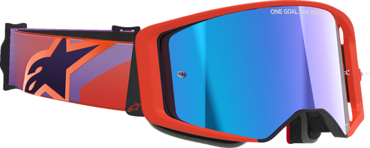 Alpinestars GOGGLES Supertech Vision Goggle - Hot Coral Purple with Blue Mirror Lens (Part Number 5100326-414)