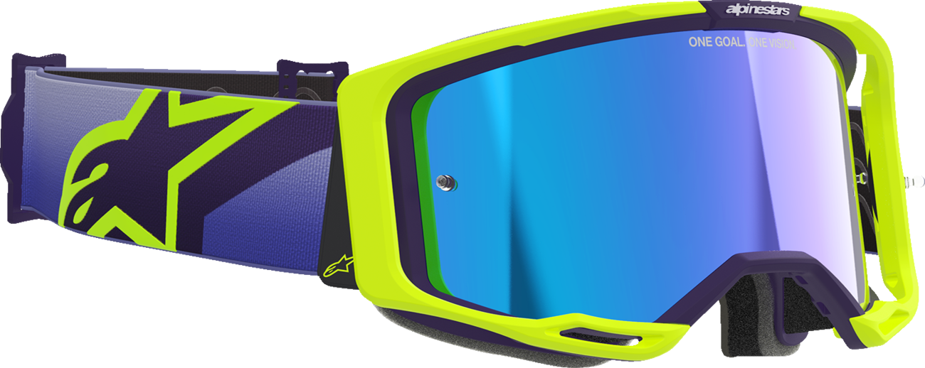 Alpinestars GOGGLES Vision 8 Goggle - Purple/Yellow Fluo with Blue Mirror Lens, Part 5101625-3161