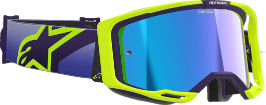 Alpinestars GOGGLES Vision 8 Goggle - Purple/Yellow Fluo with Blue Mirror Lens, Part 5101625-3161