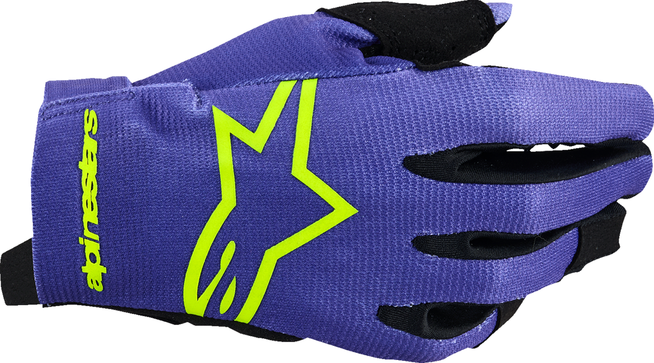 Alpinestars Youth Radar Gloves - Purple/Fluo Yellow, Size XS (Part #3541824-3175-XS)