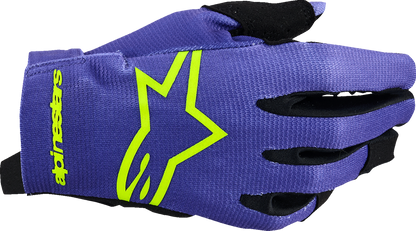 Alpinestars Youth Radar Gloves - Purple/Fluo Yellow, Size XS (Part #3541824-3175-XS)